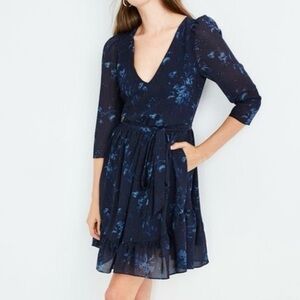 Madewell Blue Floral Dress 3/4 sleeve dress Size 0
